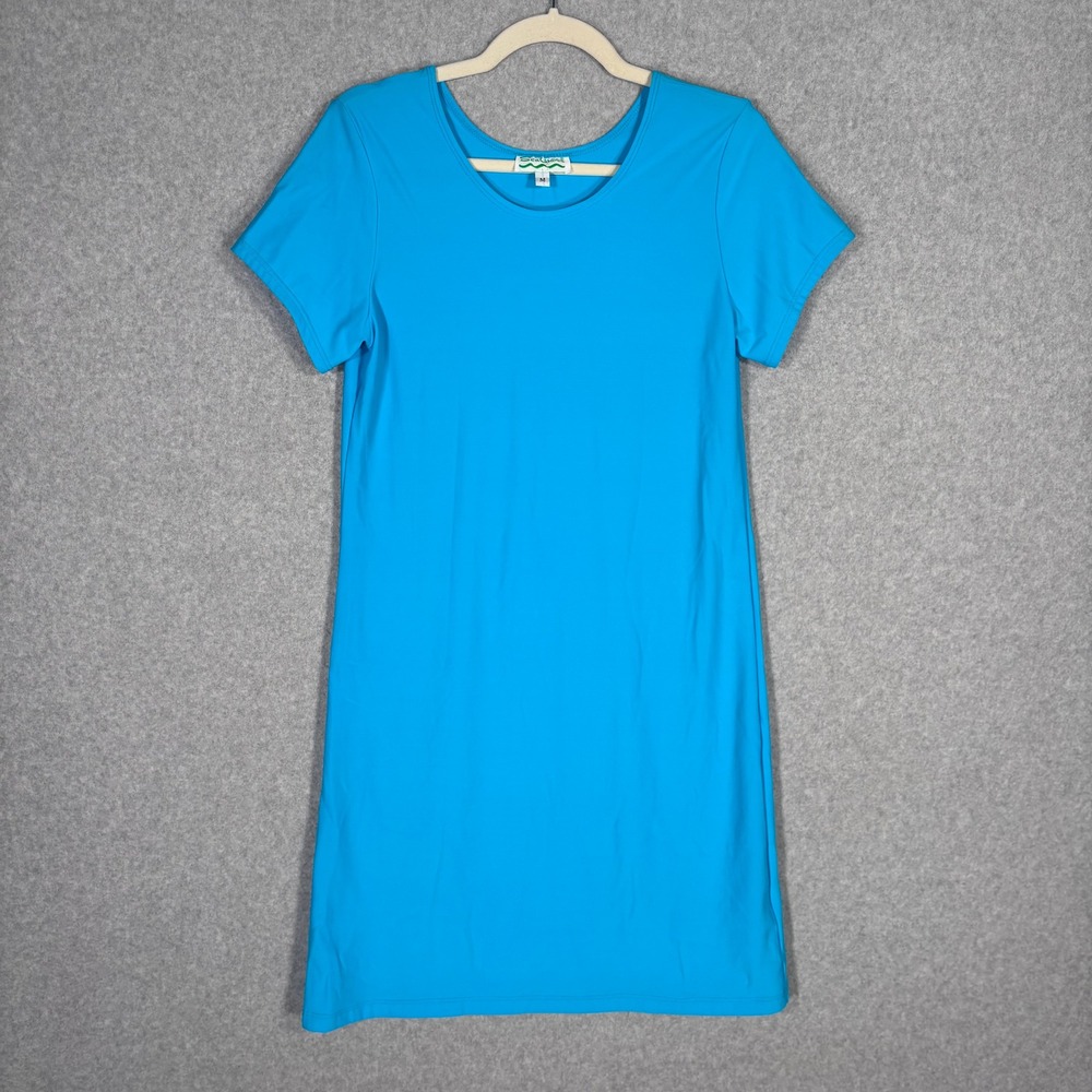 Sea Waves Cover Up Dress Medium Nylon Stretch Shirt Swim Resort Cruise Beach USA